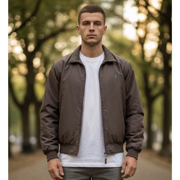 Vintage Polo Ralph Lauren Men’s XL Jacket Cotton Bomber Brown Tartan Green Pony - Picture 1 of 8